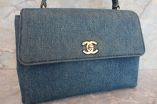 Load image into Gallery viewer, CHANEL CC mark trapezoid hand bag Denim Blue /Gold hadware Hand bag 700060234
