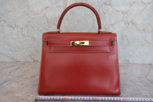画像をギャラリービューアに読み込む, HERMES/エルメス ケリー28 ボックスカーフ ブリック 〇R刻印 ショルダーバッグ 800040162