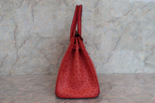 將圖片載入圖庫檢視器 HERMES/エルメス バーキン30 オーストリッチ ルージュ □I刻印 ハンドバッグ 700040107