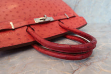 將圖片載入圖庫檢視器 HERMES/エルメス バーキン30 オーストリッチ ルージュ □I刻印 ハンドバッグ 700040107