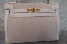 画像をギャラリービューアに読み込む, HERMES/エルメス ケリー32 トワルアッシュ/レザー ベージュ/ホワイト 〇U刻印 ハンドバッグ 700080200