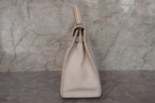 画像をギャラリービューアに読み込む, HERMES/エルメス ケリー32 トワルアッシュ/レザー ベージュ/ホワイト 〇U刻印 ハンドバッグ 700080200