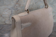 画像をギャラリービューアに読み込む, HERMES/エルメス ケリー32 トワルアッシュ/レザー ベージュ/ホワイト 〇U刻印 ハンドバッグ 700080200
