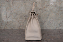 画像をギャラリービューアに読み込む, HERMES/エルメス ケリー32 トワルアッシュ/レザー ベージュ/ホワイト 〇U刻印 ハンドバッグ 700080200