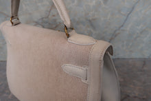 画像をギャラリービューアに読み込む, HERMES/エルメス ケリー32 トワルアッシュ/レザー ベージュ/ホワイト 〇U刻印 ハンドバッグ 700080200