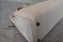 画像をギャラリービューアに読み込む, HERMES/エルメス ケリー32 トワルアッシュ/レザー ベージュ/ホワイト 〇U刻印 ハンドバッグ 700080200