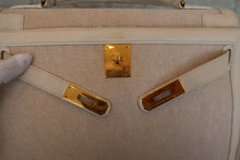 画像をギャラリービューアに読み込む, HERMES/エルメス ケリー32 トワルアッシュ/レザー ベージュ/ホワイト 〇U刻印 ハンドバッグ 700080200