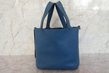 将图片加载到图库查看器,HERMES PICOTIN LOCK MM Clemence leather Blue de galice □R刻印 Hand bag 700100168
