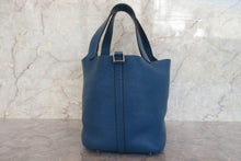 将图片加载到图库查看器,HERMES PICOTIN LOCK MM Clemence leather Blue de galice □R刻印 Hand bag 700100168