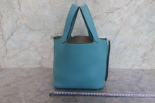 将图片加载到图库查看器,HERMES PICOTIN LOCK PM Clemence leather Blue atoll T刻印 Hand bag 700120237