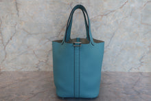 将图片加载到图库查看器,HERMES PICOTIN LOCK PM Clemence leather Blue atoll T刻印 Hand bag 700120237
