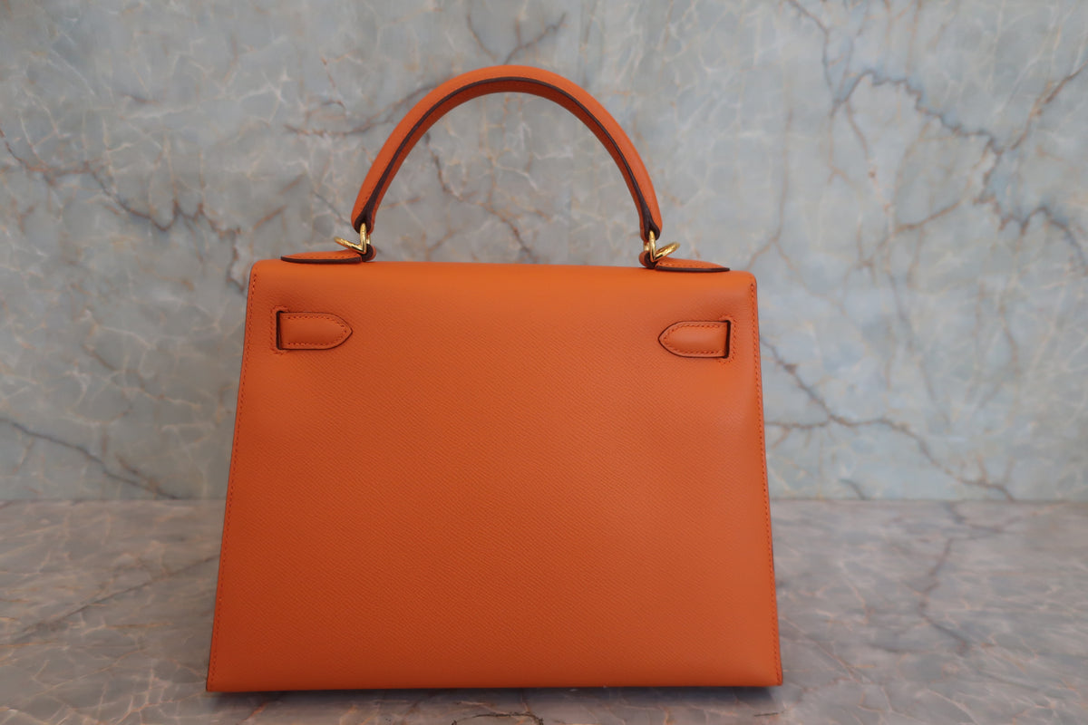 HERMES／エルメス ケリー28 ヴォーエプソン オレンジ □J刻印