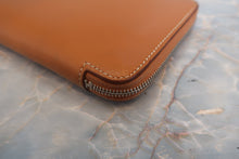 Load image into Gallery viewer, HERMES  Azapp Long Silkin Epsom leather/Silk Cognac X Engraving Wallet 700050128