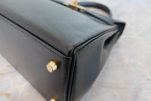 将图片加载到图库查看器,HERMES KELLY 28 Box carf leather Black 〇Z刻印 Shoulder bag 800090146