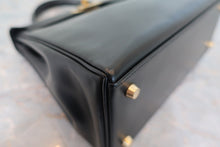将图片加载到图库查看器,HERMES KELLY 28 Box carf leather Black 〇Z刻印 Shoulder bag 800090146