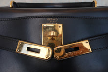 将图片加载到图库查看器,HERMES KELLY 28 Box carf leather Black 〇Z刻印 Shoulder bag 800090146