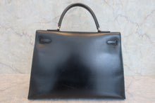 将图片加载到图库查看器,HERMES KELLY 35 Box carf leather Black 〇P刻印 Hand bag 800020062