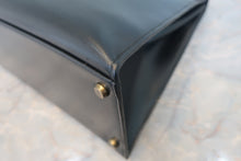 将图片加载到图库查看器,HERMES KELLY 35 Box carf leather Black 〇P刻印 Hand bag 800020062