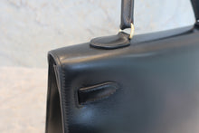 将图片加载到图库查看器,HERMES KELLY 35 Box carf leather Black 〇P刻印 Hand bag 800020062