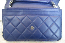 Load image into Gallery viewer, CHANEL Matelasse chain wallet Lambskin Blue/Silver hadware Shoulder bag 700050210