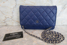 Load image into Gallery viewer, CHANEL Matelasse chain wallet Lambskin Blue/Silver hadware Shoulder bag 700050210