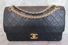 Load image into Gallery viewer, CHANEL Matelasse double flap chain shoulder bag Lambskin Black/Gold hadware Shoulder bag 700090047
