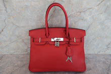 Load image into Gallery viewer, HERMES BIRKIN 30 Clemence leather Rouge casaque □R Engraving Hand bag 700090074