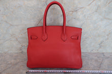 Load image into Gallery viewer, HERMES BIRKIN 30 Clemence leather Rouge casaque □R Engraving Hand bag 700090074