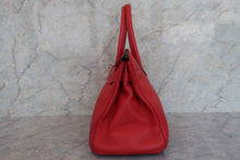 Load image into Gallery viewer, HERMES BIRKIN 30 Clemence leather Rouge casaque □R Engraving Hand bag 700090074