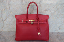 Load image into Gallery viewer, HERMES BIRKIN 35 Graine Couchevel leather Rouge vif □A Engraving Hand bag 700030154
