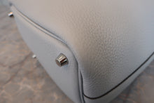 将图片加载到图库查看器,HERMES PICOTIN LOCK PM Clemence leather Blue pale U刻印 Hand bag 800030104