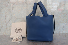 Load image into Gallery viewer, HERMES PICOTIN LOCK MM Clemence leather Blue Agate X Engraving Hand bag 700100091