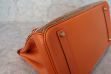 画像をギャラリービューアに読み込む, HERMES/エルメス バーキン35 ヴィブラート/ボックスカーフ オレンジ □H刻印 ハンドバッグ 700110160