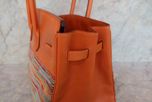 画像をギャラリービューアに読み込む, HERMES/エルメス バーキン35 ヴィブラート/ボックスカーフ オレンジ □H刻印 ハンドバッグ 700110160