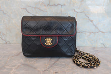 Load image into Gallery viewer, CHANEL Mini Matelasse By color chain shoulder bag Lambskin Black/Red/Gold hadware Shoulder bag 800060112