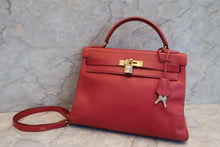 Load image into Gallery viewer, HERMES KELLY 32 Graine Couchevel leather Rouge vif Shoulder bag 600120307