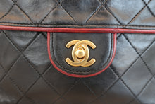 Load image into Gallery viewer, CHANEL Mini Matelasse By color chain shoulder bag Lambskin Black/Red/Gold hadware Shoulder bag 800060112