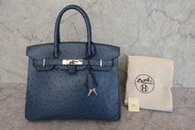 將圖片載入圖庫檢視器 HERMES/エルメス バーキン30 オーストリッチ ブルーブライトン □C刻印 ハンドバッグ 800020106