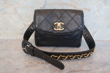 画像をギャラリービューアに読み込む, CHANEL/シャネル ビコローレウエストポーチ ラムスキン ブラック/ゴールド金具 ウエストポーチ 700120235