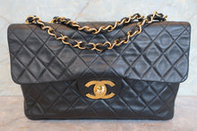 Load image into Gallery viewer, CHANEL Big Matelasse single flap chain shoulder bag Lambskin Black/Gold hadware Shoulder bag 700090066