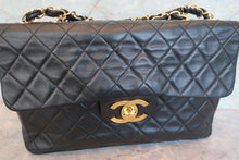 Load image into Gallery viewer, CHANEL Big Matelasse single flap chain shoulder bag Lambskin Black/Gold hadware Shoulder bag 700090066