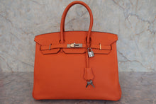将图片加载到图库查看器,HERMES BIRKIN 35 Togo leather Orange □O刻印 Hand bag 800010192