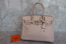 Load image into Gallery viewer, HERMES BIRKIN 30 Clemence leather Beige □H Engraving Hand bag 700070091
