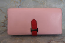 Load image into Gallery viewer, HERMES  Bearn Soufflet Box carf leather/Lizard Rose sakura/Rouge X Engraving Wallet 700040092