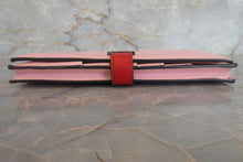 Load image into Gallery viewer, HERMES  Bearn Soufflet Box carf leather/Lizard Rose sakura/Rouge X Engraving Wallet 700040092