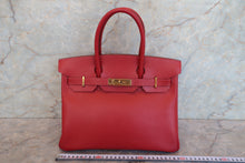 Load image into Gallery viewer, HERMES BIRKIN 30 Ardennes leather Rouge vif □F Engraving Hand bag 700090079