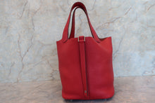 将图片加载到图库查看器,HERMES PICOTIN LOCK MM Clemence leather Rouge casaque X刻印 Hand bag 700100141