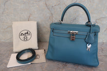 Load image into Gallery viewer, HERMES KELLY 25 Swift leather Blue jean □L Engraving Shoulder bag 600090205