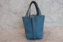 将图片加载到图库查看器,HERMES PICOTIN LOCK PM Clemence leather Blue jean □N刻印 Hand bag 800030156