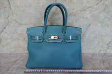 将图片加载到图库查看器,HERMES BIRKIN 30 Togo leather Blue jean □G刻印 Hand bag 700090042